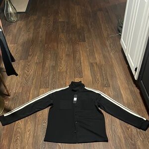 Black Jacket with White Stripes